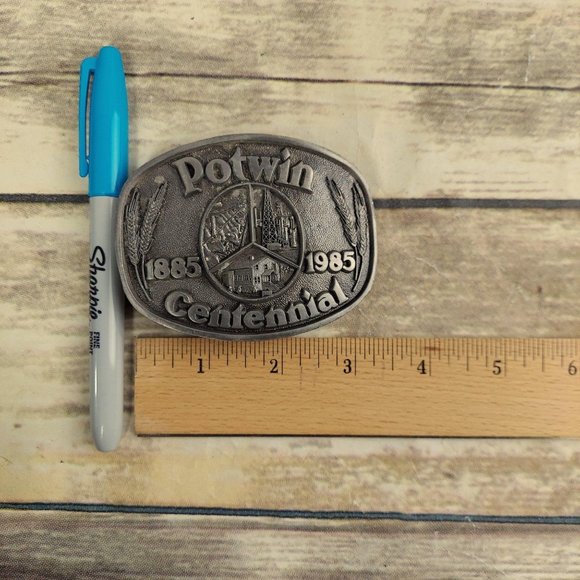 Potwin KS Belt Buckle Vintage Centennial 1985 Cow - Picture 6 of 6